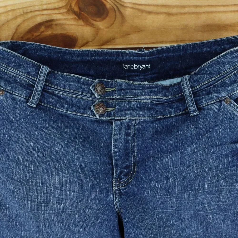 Lane Bryant Jean Shorts Womens Size 18 Blue Dark Wash Denim Cotton Blend Pockets